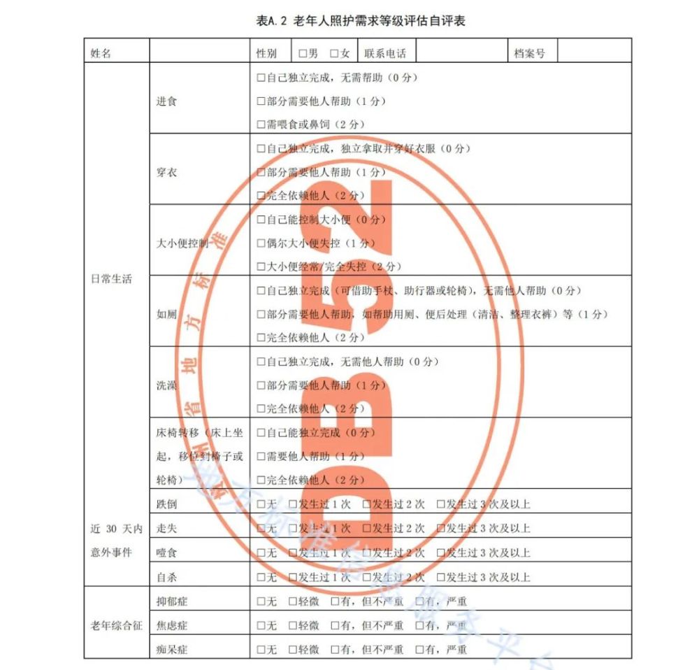 照護規範 | 老年人(rén)照護需求等級評定規範（貴州省）附：廣東省标準下載